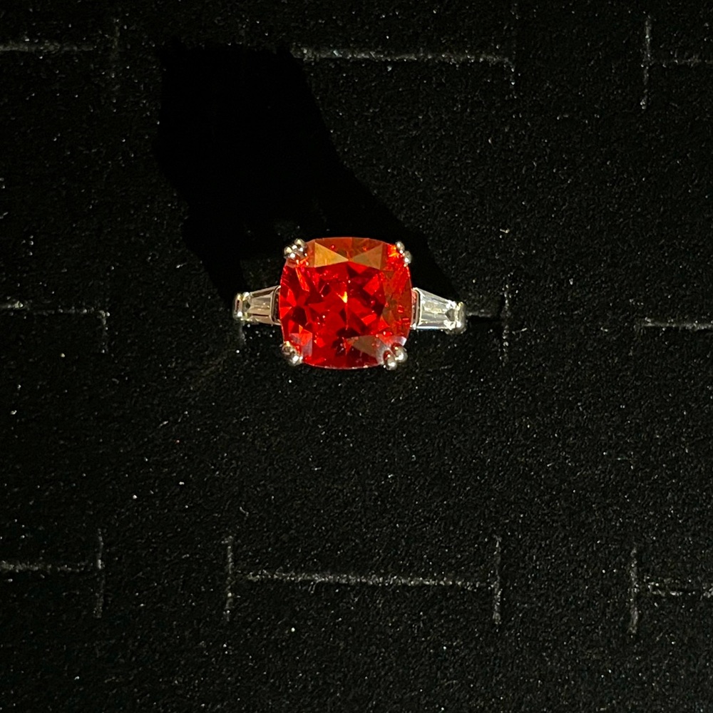 Red Stone, Silver colored ring